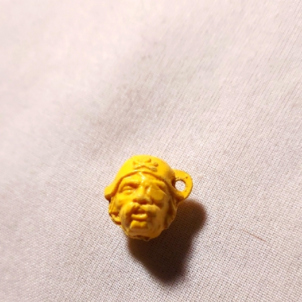 Vintage Yellow Pirate With Rye Patch Hard Plastic Charm Necklace
